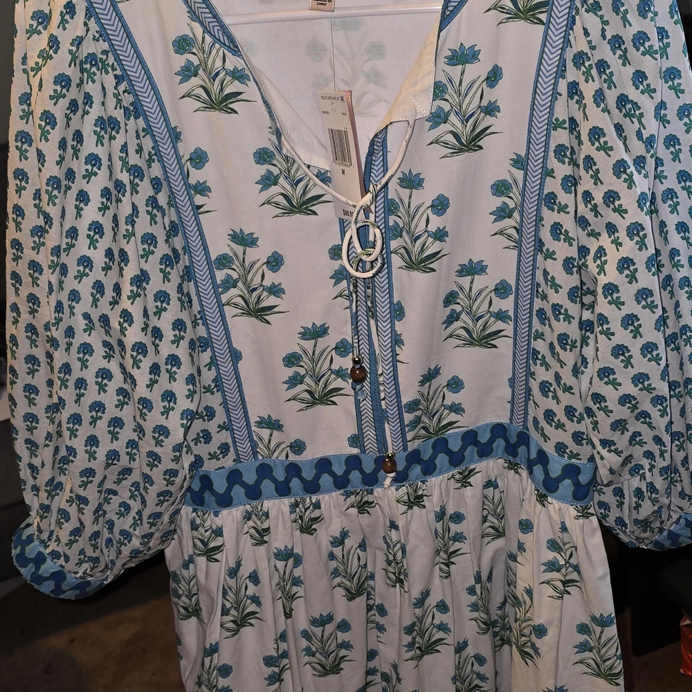 Floral Blue and White Dress